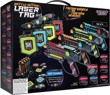 Squad Hero Rechargeable Laser Tag 360  Sensors  Innovative LCDs, Set of 4 FRSHP