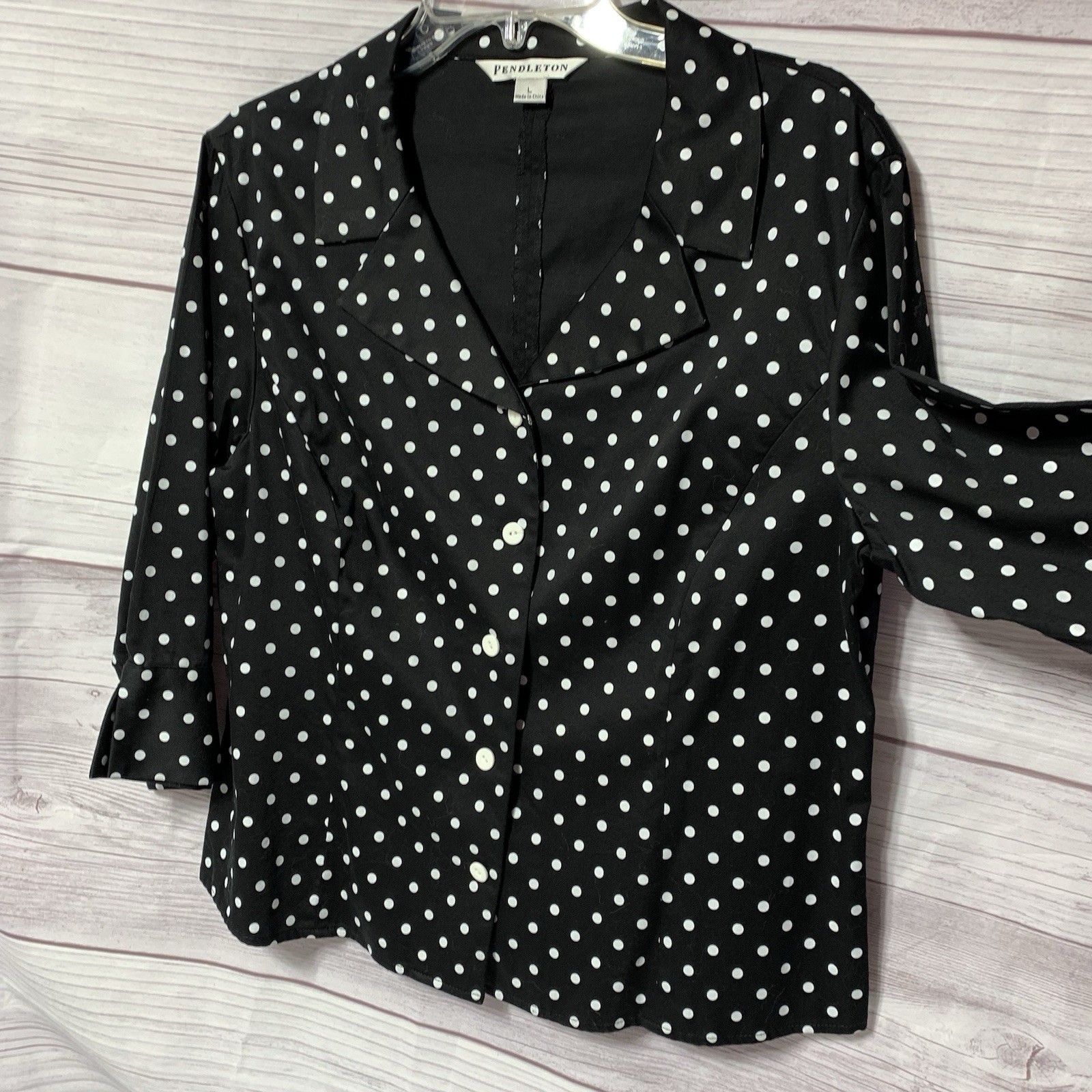 Women's Pendleton Button Front Tailored Black w/P… - image 3