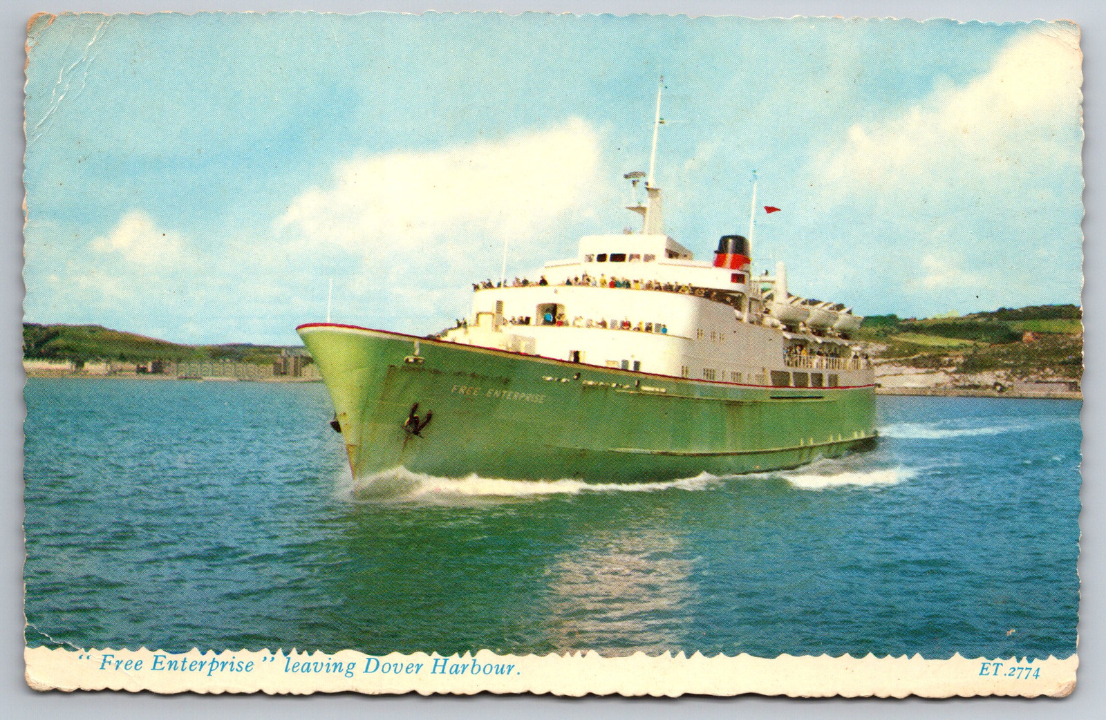 Free Enterprise Leaving Dover Harbour Cruise Ship C1960s Postcard AA24