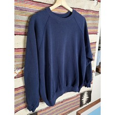 Vintage 80s Hanes Made in USA Navy Blue Crewneck Sweater
