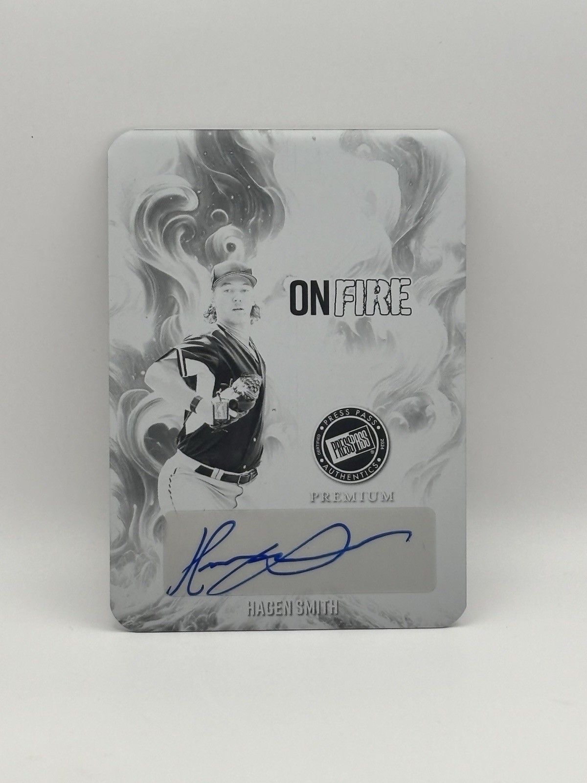 2024 Leaf Press Pass Premium Hagen Smith 1/1 Black Printing Plate On Fire Auto