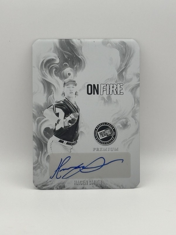 2024 Leaf Press Pass Premium Hagen Smith 1/1 Black Printing Plate On Fire Auto