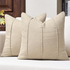Textured Boucle Throw Pillow Covers 24x24 Inch 24" x 24" Pack of 2 Oatmeal