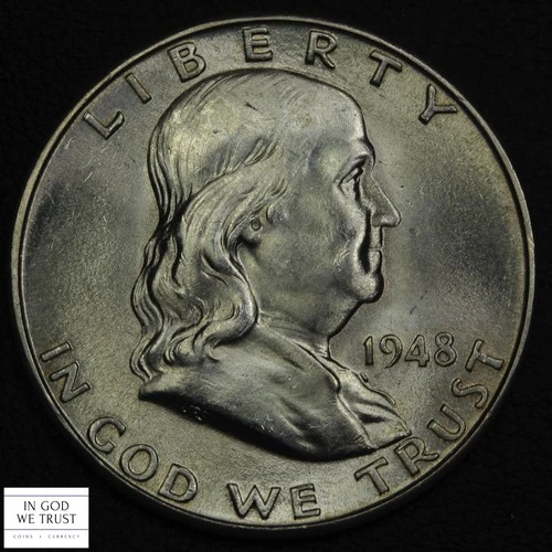 1948 D Franklin Silver Half Dollar 50C (MS UNC Uncirculated)