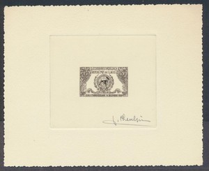 Laos C23 United Nations Admission scarce artist signed sepia proof