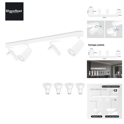 Weiß 4-flammige Spotlampe 5W LED Deckenleuchte Weiss Deckenlampe Schwenkbar u...
