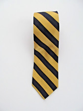 Chaps Mens Tie 100 Silk W 3.75" L 57" Navy Gold Striped Handmade