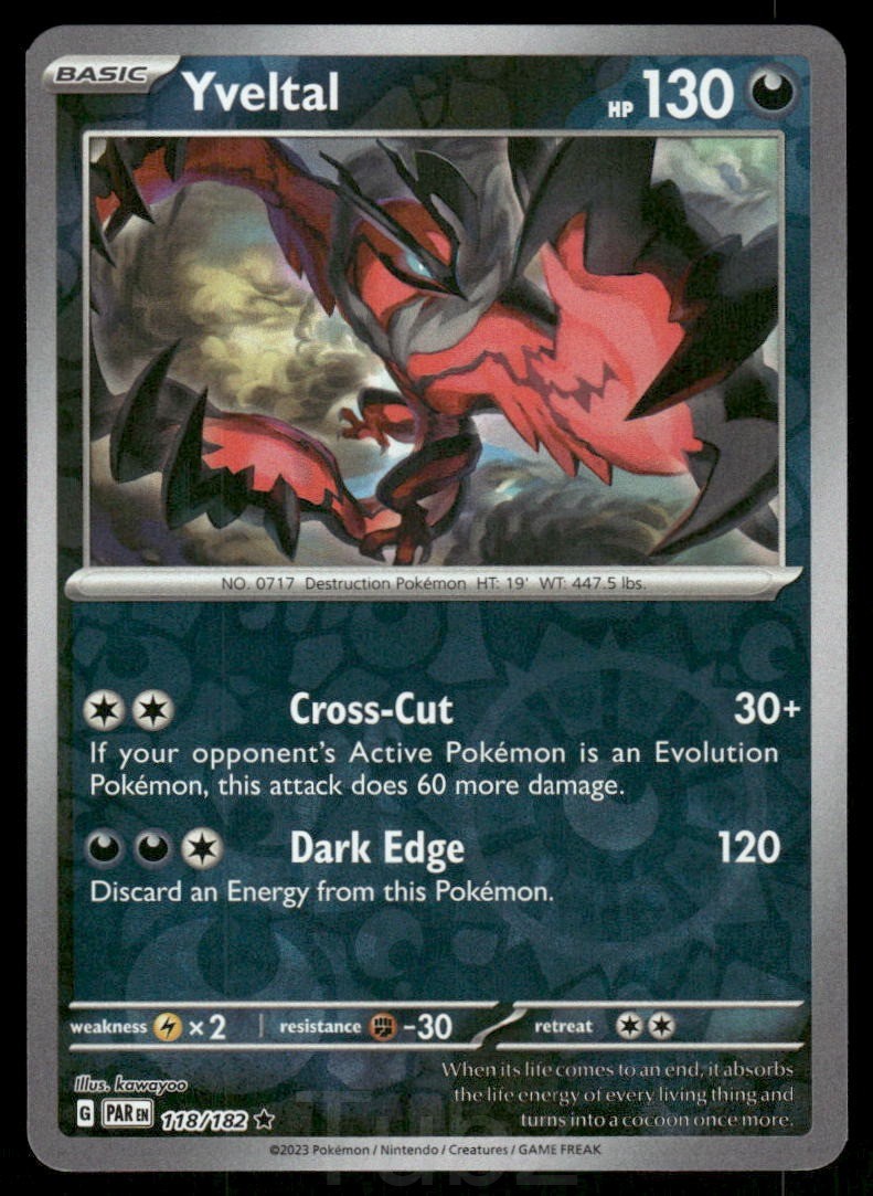 Yveltal 118/182 Rare Paradox Rift Pokemon Holo Near Mint