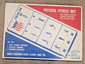 Vintage Exercise Mat 73" x 24" Foldable Health Mat w/ printed exercises w/ box