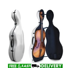 4/4 Size Cello Case with Wheels Carbon Fiber Hard Shell Box Lightweight White