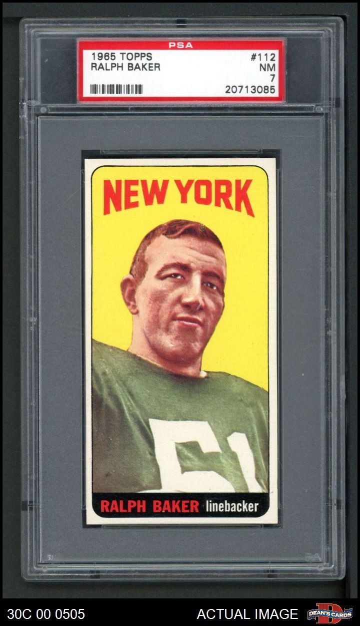 1965 Topps #112 Ralph Baker Jets SHORT-PRINT RC Penn St PSA 7 - NM