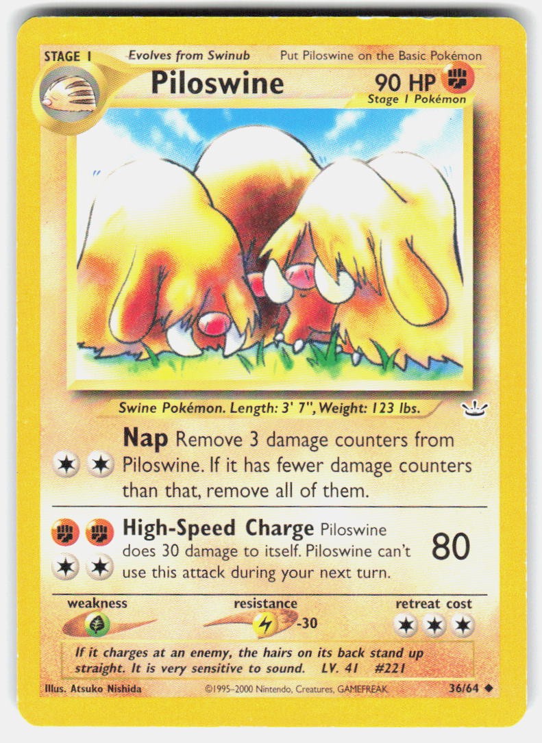 Pokemon tcg Neo Revelation Piloswine Moderately played