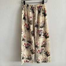 AMERICAN VINTAGE 90s Beige Floral High Rise Wide Leg Relaxed Pants Womens S-M
