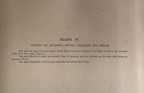 Old London C1900, Plate Print Lindsey or Ancaster House, Lincoln’s Inn Field - Picture 2 of 2