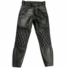 Pantaloni bikers uomo vera pelle con pannelli trapuntati bikers pelle BLUF pants