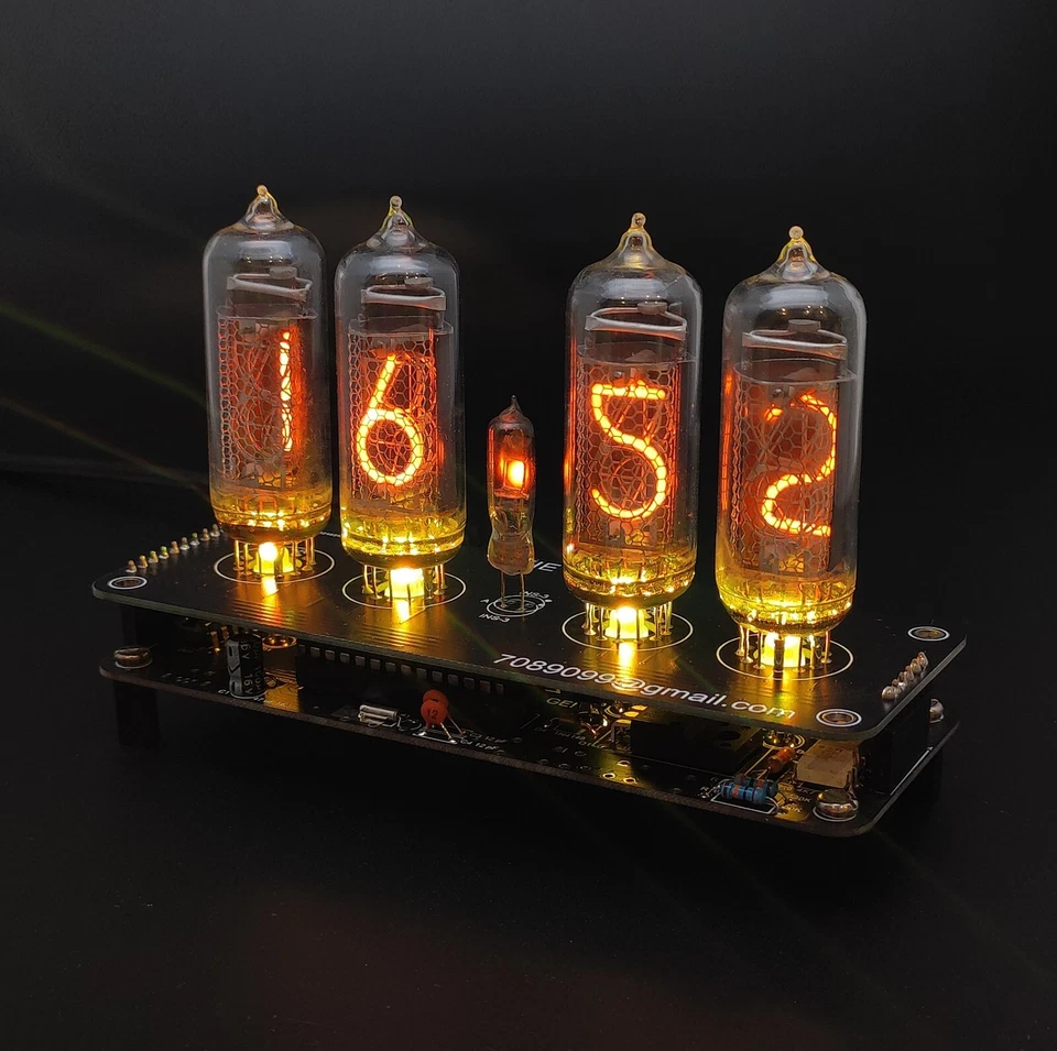 Nixie Clock IN-14 RGB Backlight Assembled *Alarm , power from USB, 24h format* - Image 3 of 4