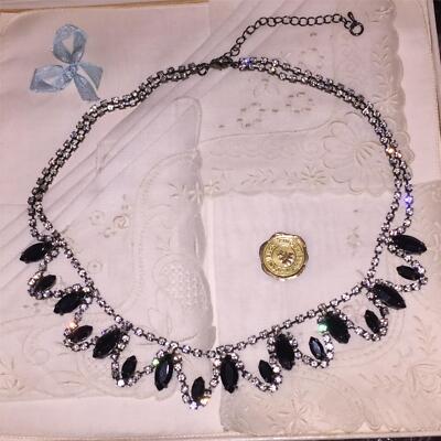 Schwarz weiß Strass Halsband Halskette Vintage formell Kugel Gala Neujahr Abschlussball Braut