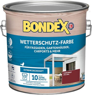 Bondex Wetterschutz-Farbe Purpurrot Ral 3004 2,5 Liter