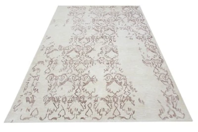 Tapis Designer Pour Le Salon 100% Laine Marron Beige 160X230 CM T808 - Photo 1/4