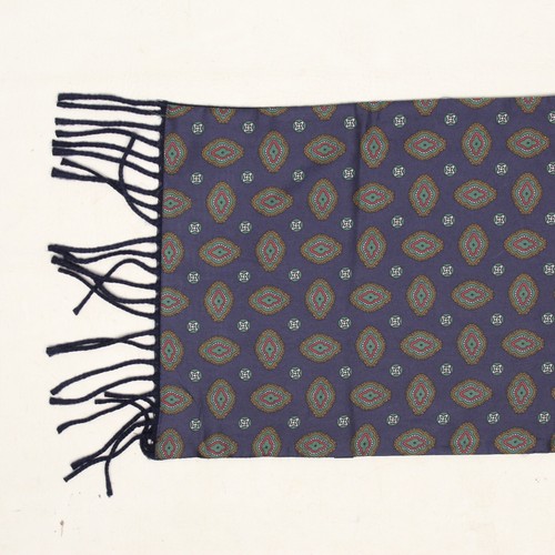 Geoffrey Beene Mens Reversible Dress Scarf Navy Blue Green Red Brown Paisley - Picture 6 of 12