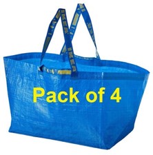 Pack of 4 IKEA Shopping Bag Blue Large Sturdy Laundry, Grocery - 172.283.40