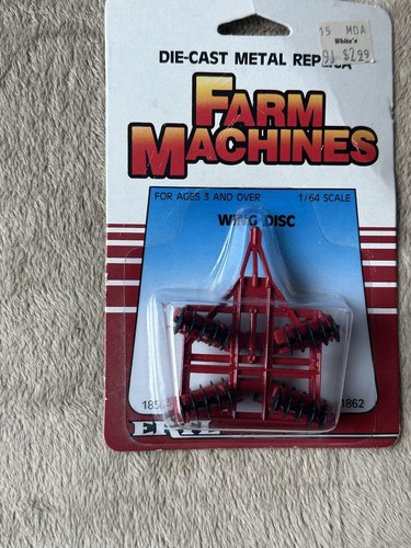 1986 Ertl Diecast 1/64 Vintage FARM MACHINES Wing Disc NIB #1862 - Picture 2 of 5