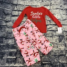 Carters Toddler Girls 18 Month Red Pink Santa's Little Helper Holiday Pajamas