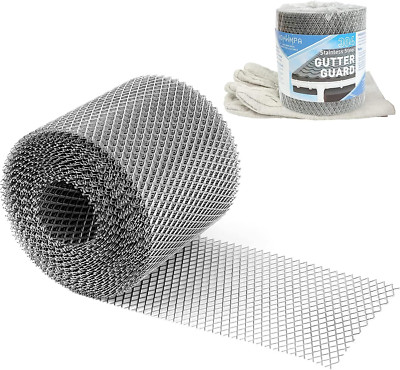 Gutter Guard 5 Inch, 304 Stainless Steel Gutter Sceen Mesh Roll, Leaf Filter Gut