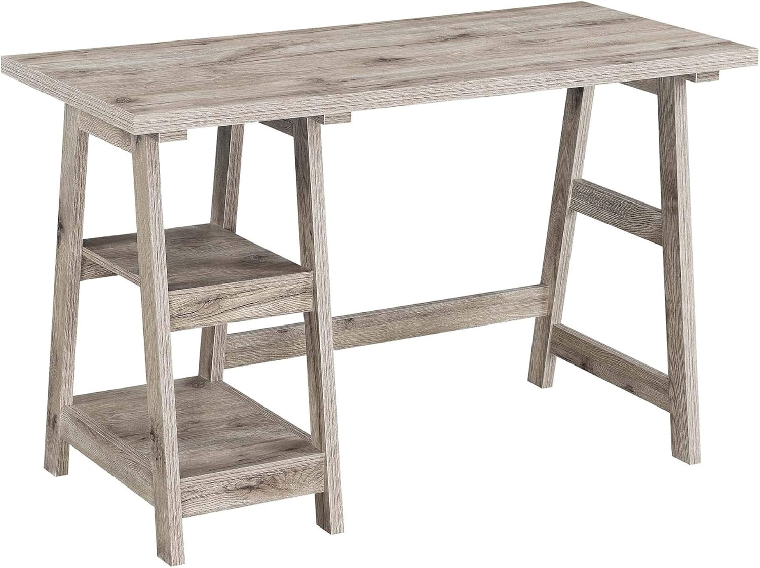 Stylish 47" Designs2Go Trestle Desk with Shelves - Sandstone
