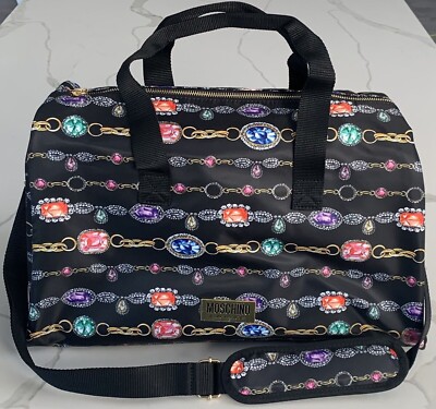 Moschino Fragrances black duffle travel bag overnight shoulder
