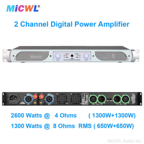 MiCWL 2 Channel Digital Power Amplifier 2x650W Stage Audio AMP 1U 19" PX2600 - Picture 2 of 8