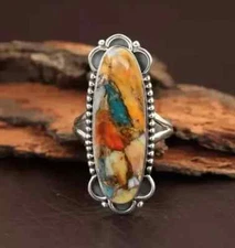 925 Silver Handmade Beautiful Oyster Turquoise Statement Ring All Size R266