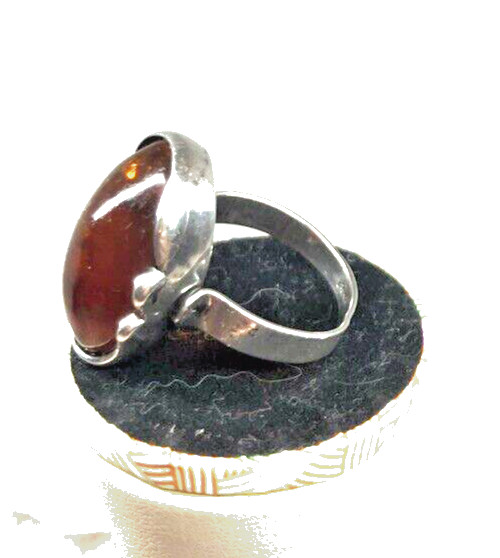 .835 Sterling Silver Amber Statement Ring Large O… - image 6