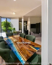 Ocean Wave Epoxy Resin Console Dining Table Top Housewarming Furniture Hotel Dec