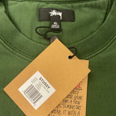 Stussy Stock Logo Crew Mens XL Forest Green Sweatshirt Stussy Stock Logo Crew Mens XL Forest Green Sweatshirt