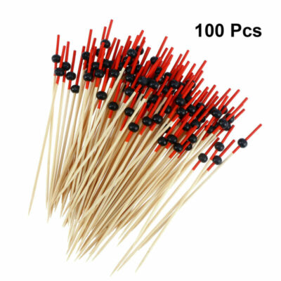 100x Bamboo Fork Fruit Desserts Food Cocktail Sandwich Fork Stick Pick Skewer La