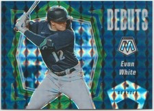 2021 Panini Mosaic Baseball Debuts Green #19 Evan White - Seattle Mariners