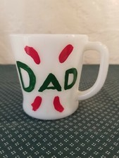 Vintage Fire King Dad Milk Glass Coffee Mug Named John Made In USA