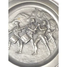 Hudson Pewter Bicentennial Plaque Wall Hanging Spirit of 76 Vintage 1976 6"