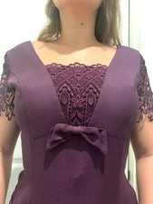 Jessica McClintock plum purple lace detail dress