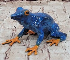 Original Marius Bronze Froschmann Skulptur: Detaillierte Blau Frosch Limitierte