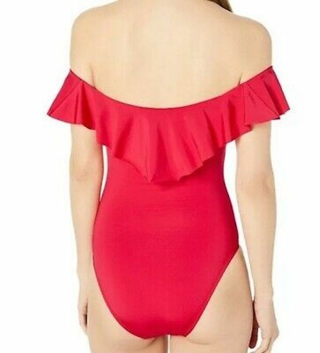New Trina Turk Women’s Off The Shoulder One Piece Swimsuit In Red Size 6 - Picture 2 of 5