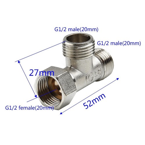 Toilet Diverter Valve Copper G1/2 T-Valve For Bath Bidet Sprayer Shower - Picture 16 of 19