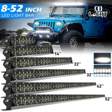 8/14/22/32/42/52'' Dual Row Straight LED Light Bar Spot Beam for Jeep Truck Boat