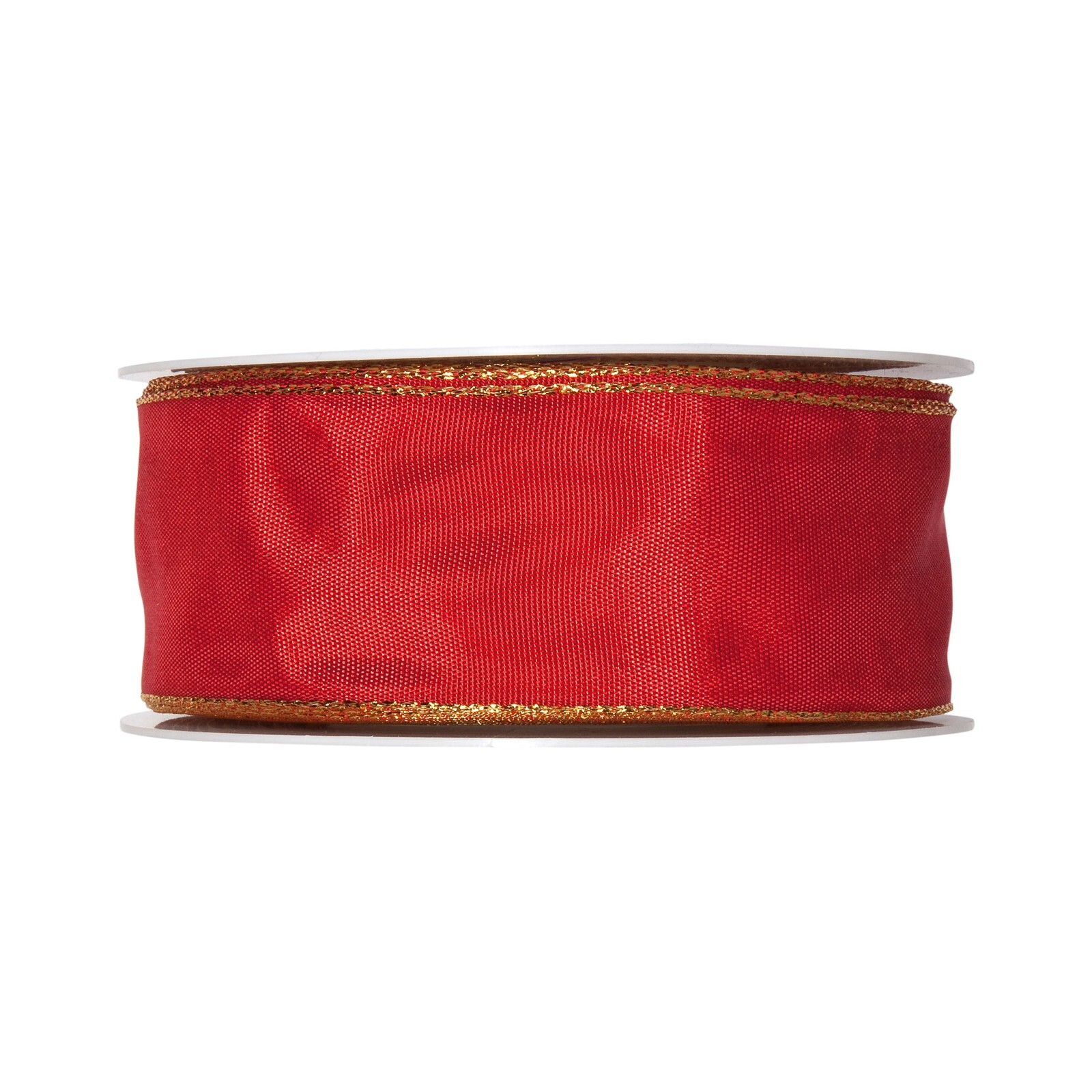 Red Taffeta Ribbon 40mm wide x 25m with a Gold Edge