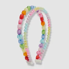 $22 Bari Lynn Kids Girls Pink Rainbow Beaded Heart Hair Band Headband