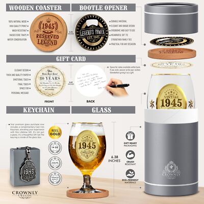 1945 Cadeau 80 Ans Homme, Personnalisé Cadeau Anniversaire 80
