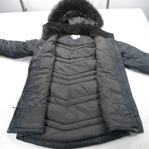 Columbia St Cloud Down Jacket Womens Small Black Faux Fur Hood Trim Full Zip - Picture 2 of 17