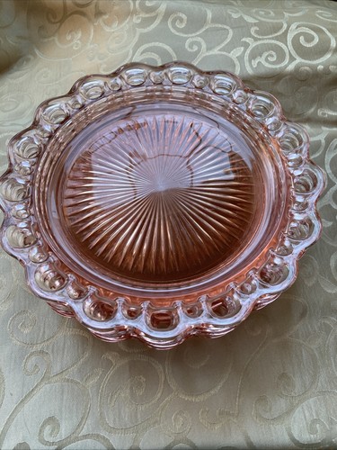 Anchor Hocking Glass Old Colony Open Lace Edge Pink - Picture 2 of 17