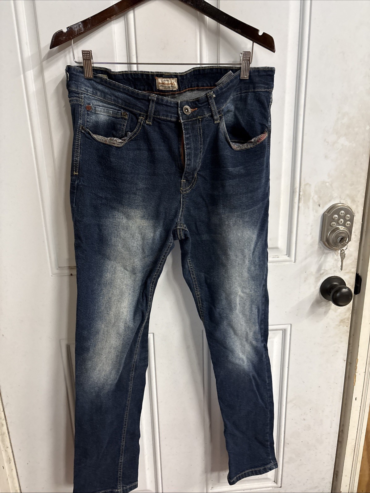 Weatherproof Vintage Mens Jeans Slim Fit 34X30 Stretch Blue Oil Rig Tag